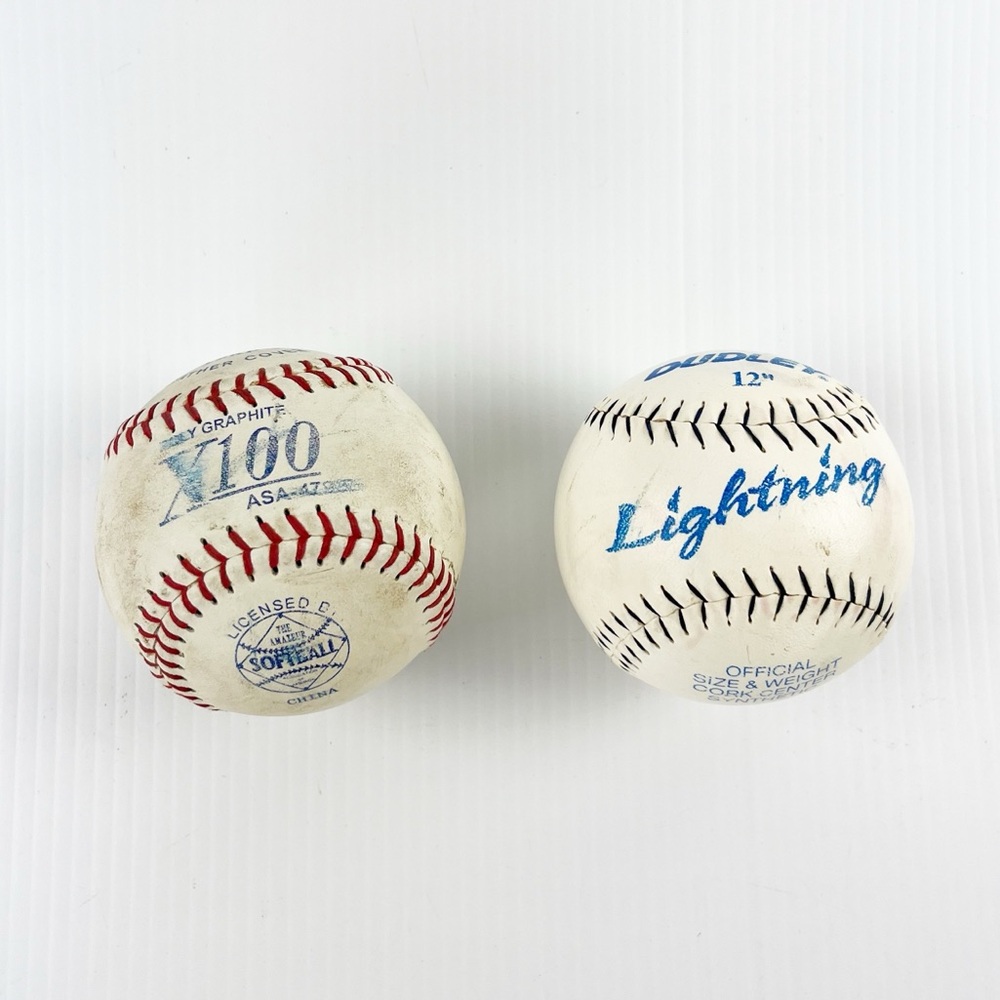 Set of 2 Softballs Sport Balls Dudley Lightning Macgregor 12RP